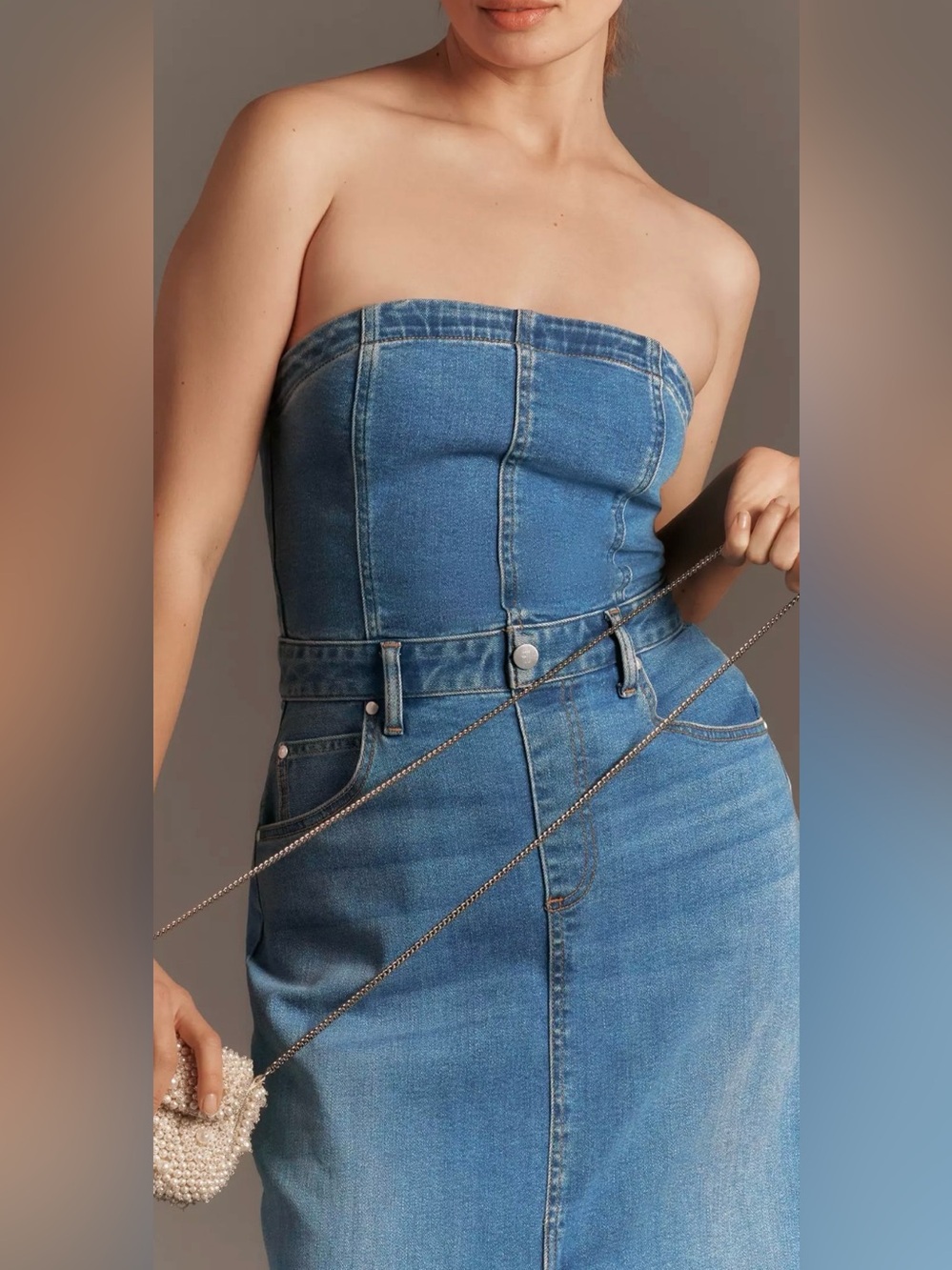 Anthropologie The Madi Front-Slit Denim Dress by Pilcro Sz Large Boho Beauty! - Picture 3 of 15